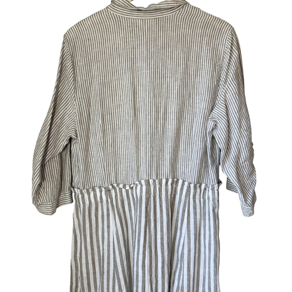 J.Jill Love Linen Stripe Women's Striped Button front Maxi Dress Size L - Picture 5 of 6